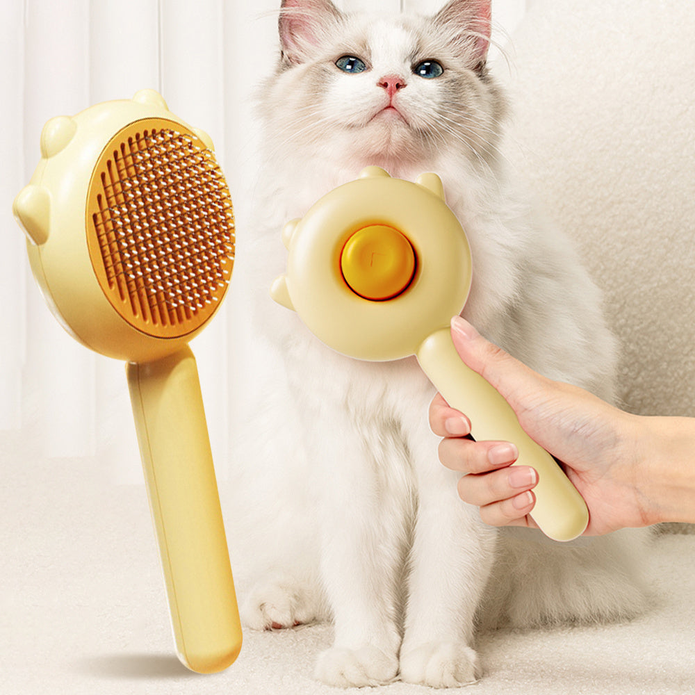 Cute Cat Brush Self Cleaning Hair Removal Comb