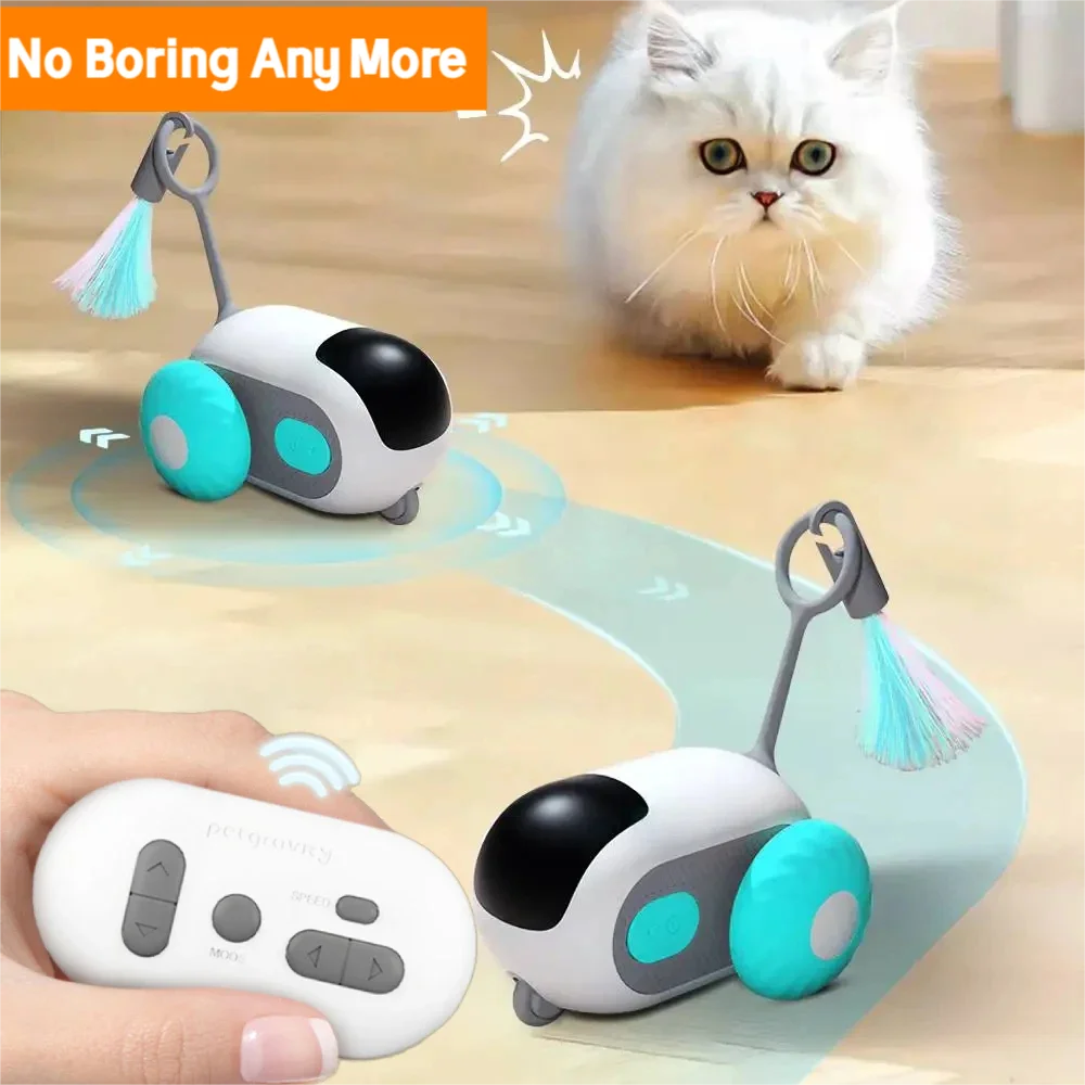 Turbo Tail Cat Toy Three Modes Interactive Electronic Smart Cat Toy Remote Control Rechargeable Automatic Moving  Cat Exercise