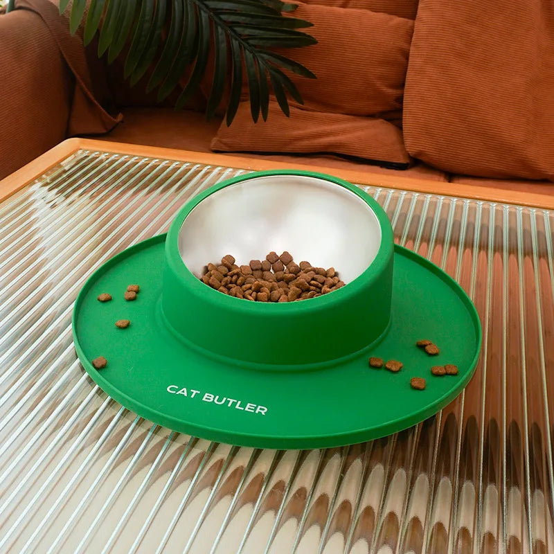 Silicone stainless steel pet tableware household anti-spill cat food bowl pet supplies dog food bowl fixed dog waterer