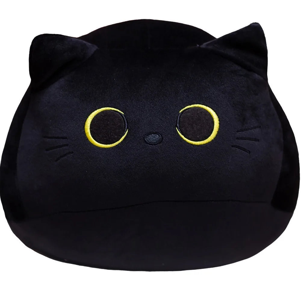 Ins 10/30CM Black Cat Plush Pillow Cartoon Cat Head Plushie Stuffed Toys Cat Doll Girl