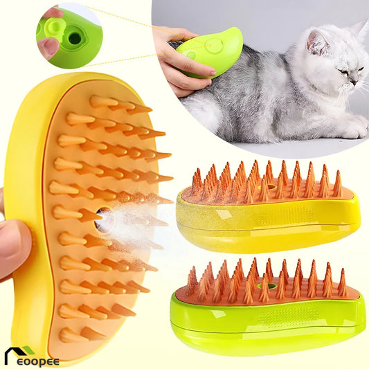 Cat Comb with Steam Spray for Grooming Hair Removal and Massage