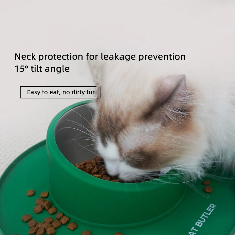 Silicone stainless steel pet tableware household anti-spill cat food bowl pet supplies dog food bowl fixed dog waterer