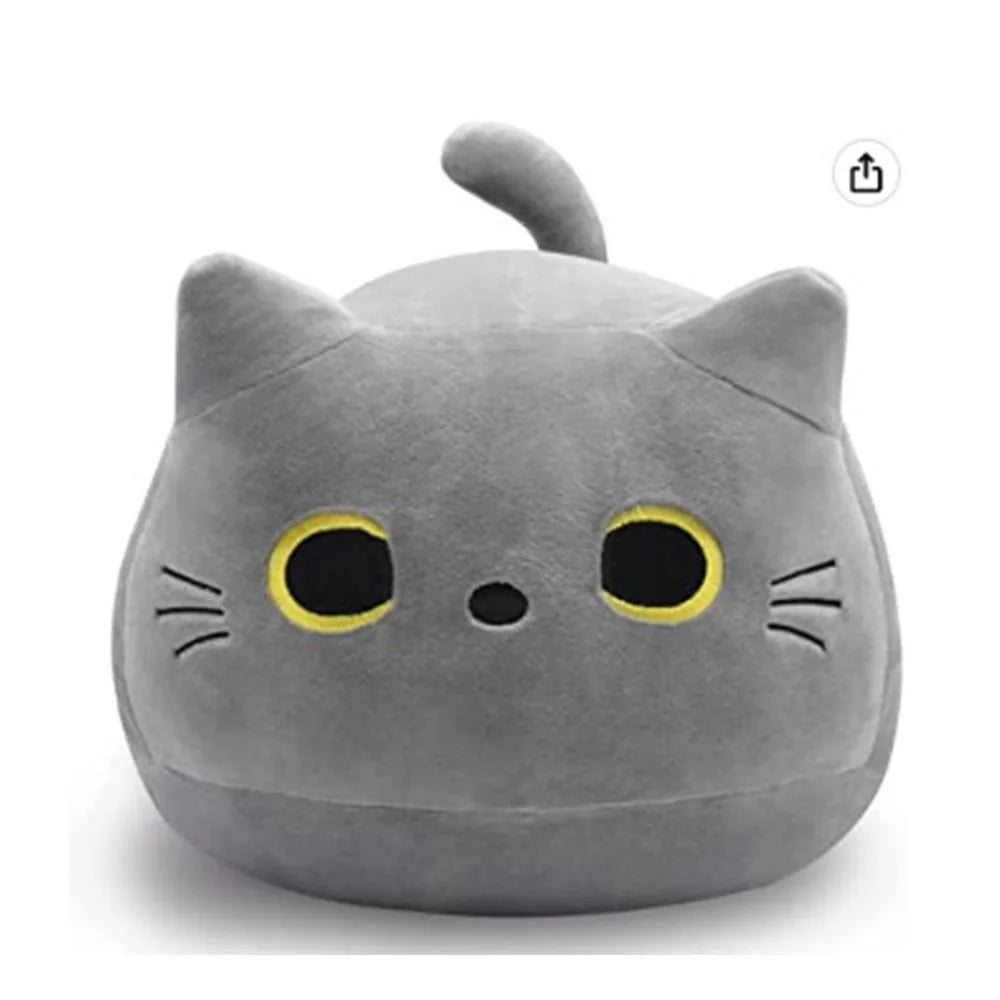 Ins 10/30CM Black Cat Plush Pillow Cartoon Cat Head Plushie Stuffed Toys Cat Doll Girl