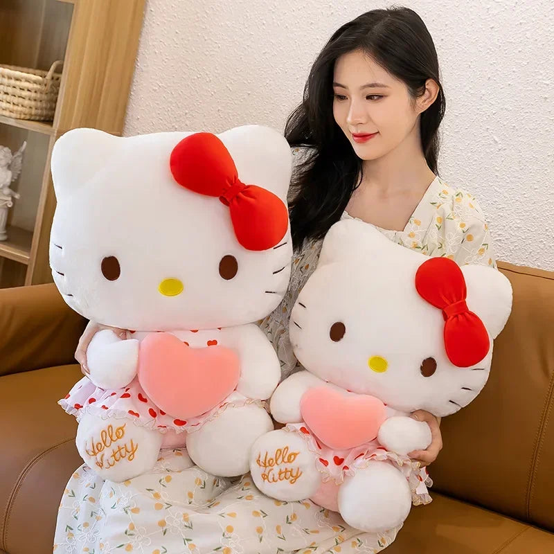 New Sanrio Cartoon Anime Sheer Dress Hello Kitty Plush Doll Big Cute Room Decoration Plush Toy Sleeping Pillow Kawaii Soft Toy