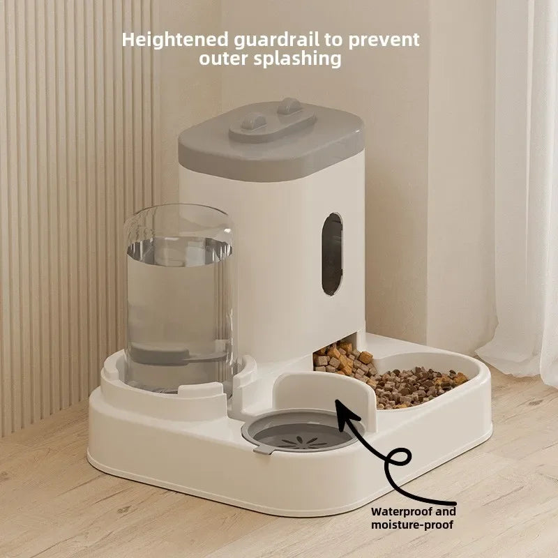 Automatic Feeder Cat Dog Food Bowl With Water Fountain Pet Large Capacity Raised Stand Dish Bowl For Cat Drinker Accessories