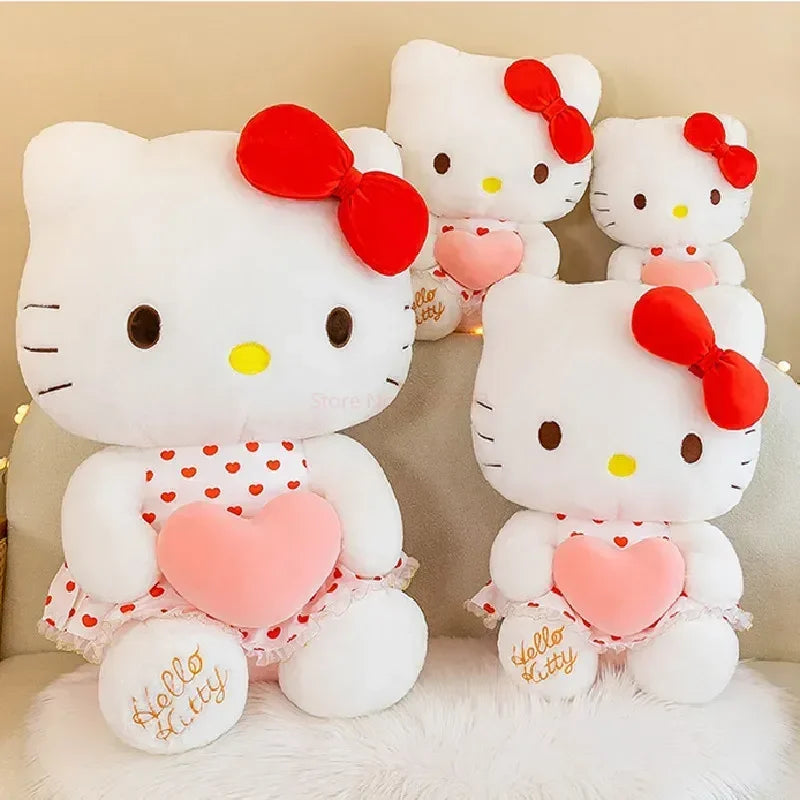 New Sanrio Cartoon Anime Sheer Dress Hello Kitty Plush Doll Big Cute Room Decoration Plush Toy Sleeping Pillow Kawaii Soft Toy