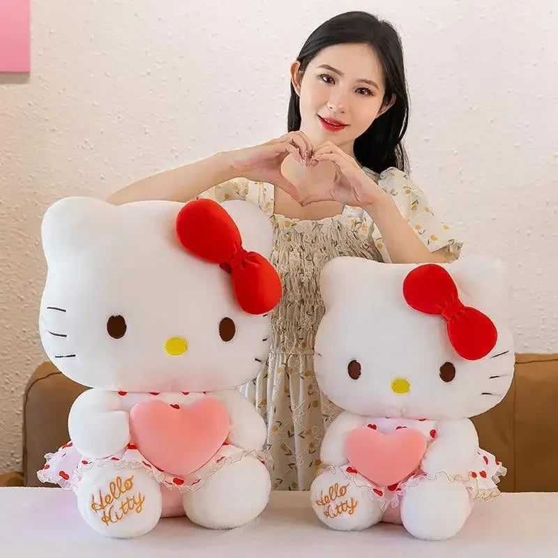 New Sanrio Cartoon Anime Sheer Dress Hello Kitty Plush Doll Big Cute Room Decoration Plush Toy Sleeping Pillow Kawaii Soft Toy