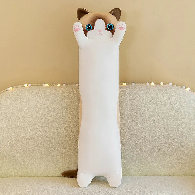 19.5in Cute 50cm Cat Plush Toy Long Pink Brown Grey Sleeping Cats Leg Pillow Squishy Little Animal Doll Appeasing Plushie Gift