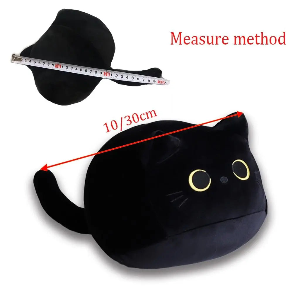 Ins 10/30CM Black Cat Plush Pillow Cartoon Cat Head Plushie Stuffed Toys Cat Doll Girl