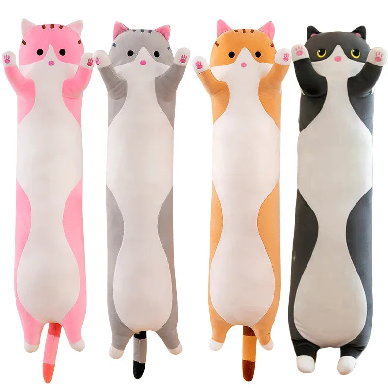 19.5in Cute 50cm Cat Plush Toy Long Pink Brown Grey Sleeping Cats Leg Pillow Squishy Little Animal Doll Appeasing Plushie Gift