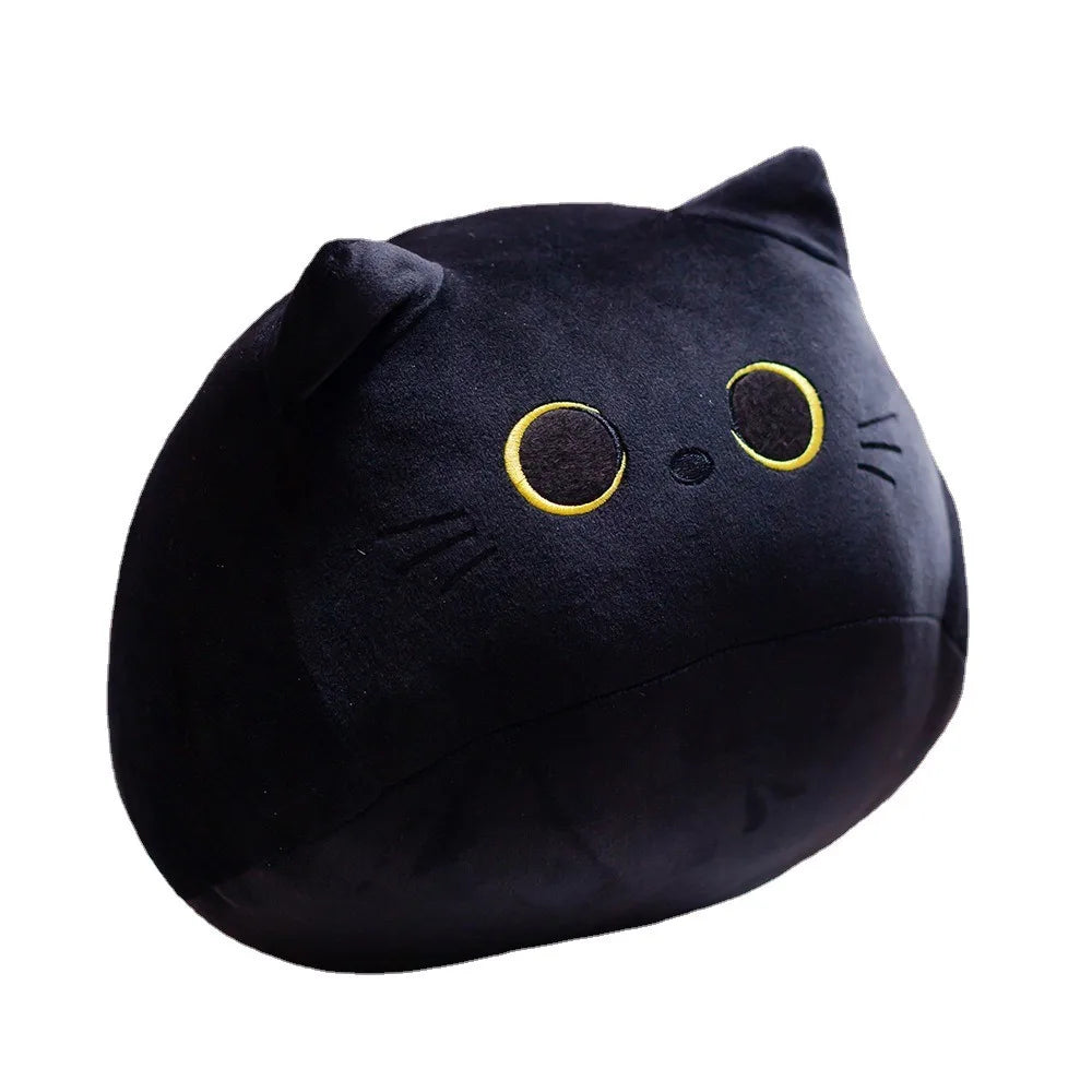 Ins 10/30CM Black Cat Plush Pillow Cartoon Cat Head Plushie Stuffed Toys Cat Doll Girl