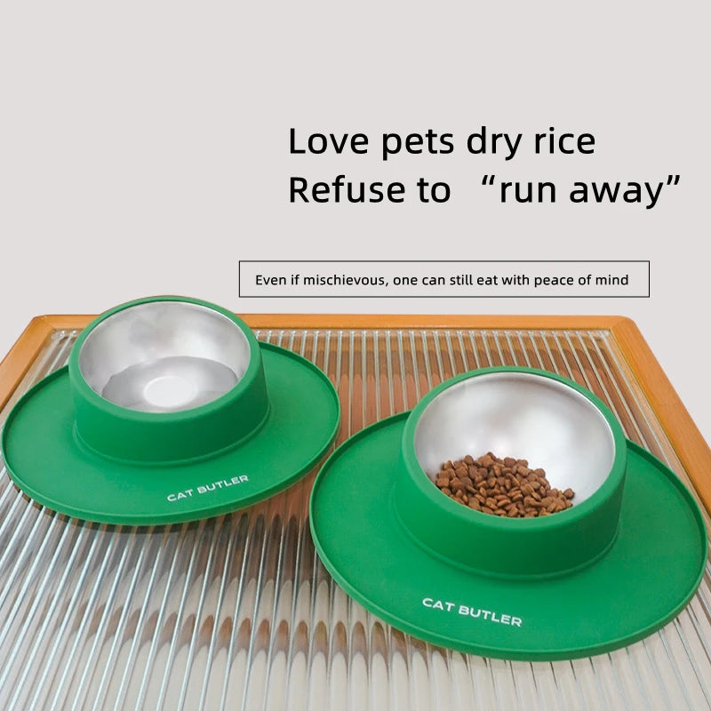 Silicone stainless steel pet tableware household anti-spill cat food bowl pet supplies dog food bowl fixed dog waterer