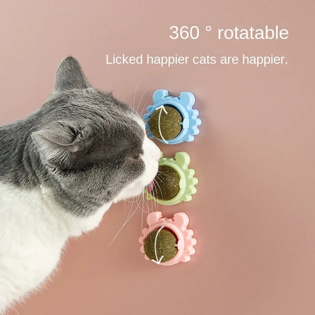 1PC Natural Cats Candy Snack Ball Rotatable Toy Catnip Pure Cat Molar Toothpaste Edible Bolus Teeth Cleaning Bite-resistant Toys