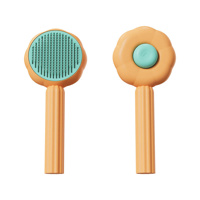 Sunflower Cat Brush Self-Cleaning Hair Removal Comb for Grooming